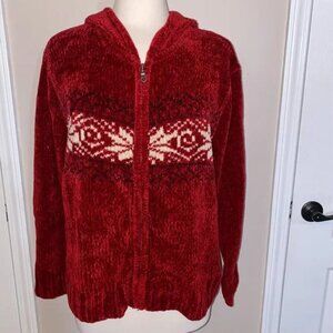 Sonoma fluffy chenille zip front hoodie sweater  L/XL Like NEW!!!